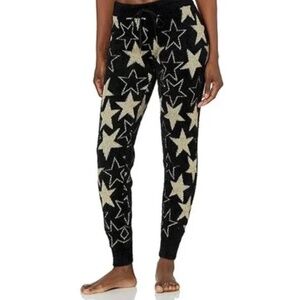 PJ Salvage Black Shining Star Luxe Knit Jogger Pants Bottoms, NWT SMALL